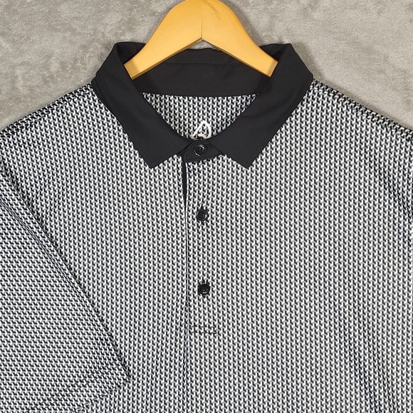 Deolax Golf Polo Shirt Mens XXL Gray Geometric Print Comfort Stretch Wicking 2XL - Picture 1 of 9